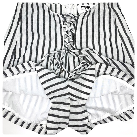 •SEEK THE LABEL• Striped High Waist Lace Up Short - Picture 5 of 5